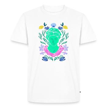 « Sculpture Ancienne Et Fleurs » - T-shirt Premium bio Homme - blanc - Devant - Nico (187cm)