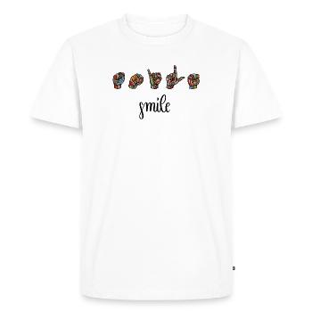 smile - DGS Streetwear - Men's Premium Organic T-Shirt - white - Front - Nico (187cm)