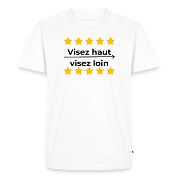vise loin, vise grand - atteins l'excellence - T-shirt Premium bio Homme - blanc - Devant - Nico (187cm)