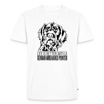 La vie de German Wirehaired Pointer est meilleure Wilsigns - T-shirt Premium bio Homme - blanc - Devant - Nico (187cm)