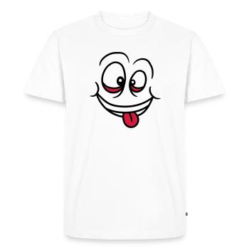 visage fou yeux bouche langue drôle grimas - T-shirt Premium bio Homme - blanc - Devant - Nico (187cm)