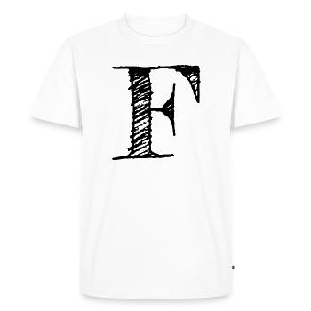 Lettre F Géante - Bleu - à la main (noir) - T-shirt Premium bio Homme - blanc - Devant - Nico (187cm)
