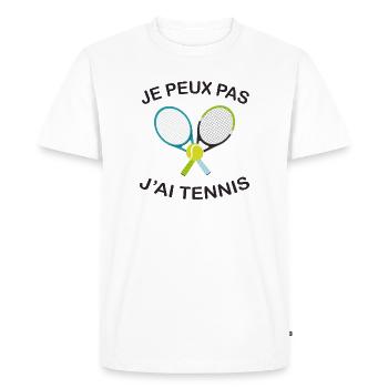 Je Peux Pas J'ai Tennis - T-shirt Premium bio Homme - blanc - Devant - Nico (187cm)