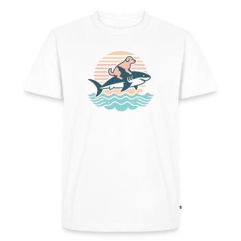 Le museau rencontre l’aileron : le duo marin ultime ! - T-shirt Premium bio Homme - blanc - Devant - Nico (187cm)