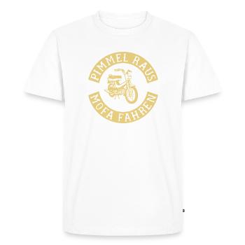 Pimmel raus, Mofa fahren! - Männer Premium Bio T-Shirt - Weiß - Vorne - Nico (187cm)