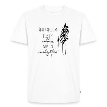 FREEDOM WILDERNESS WILD CAMP CAMPING CAMP TENT FOREST - Men's Premium Organic T-Shirt - white - Front - Nico (187cm)