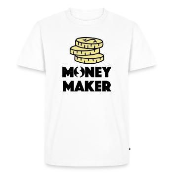 GAGNER DE L’ARGENT BOURSE OR AMOUR CHERS MOTIFS - T-shirt Premium bio Homme - blanc - Devant - Nico (187cm)