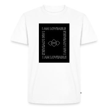 I AM LOVEABLE (Positive Design) - Men's Premium Organic T-Shirt - white - Front - Nico (187cm)