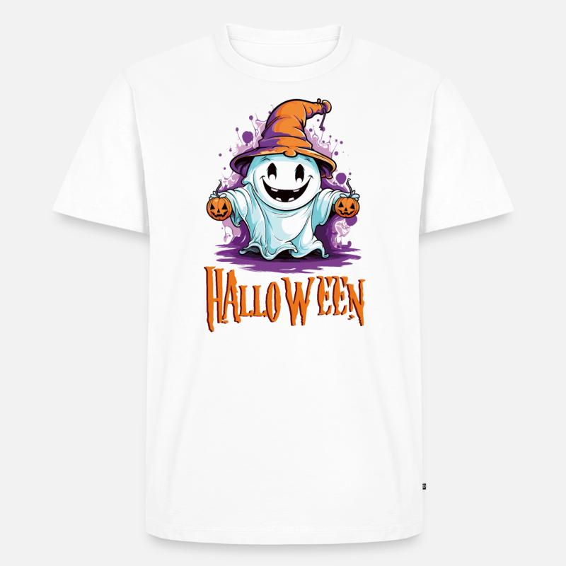 Halloween Geist Ghost witzig - Männer Premium Bio T-Shirt - Weiß
