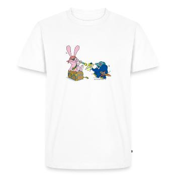 L’éléphant et le lapin en tant que pirate - T-shirt Premium bio Homme - blanc - Devant - Nico (187cm)