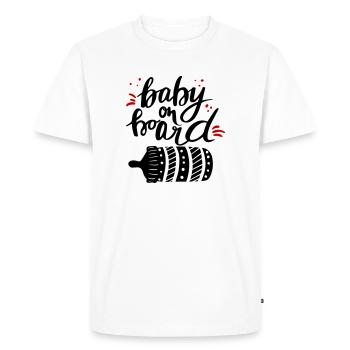 Bébé à bord Grossesse Enceinte - T-shirt Premium bio Homme - blanc - Devant - Nico (187cm)