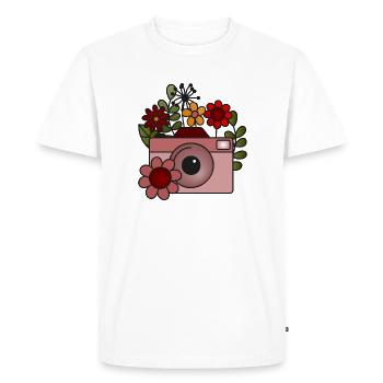 Appareil photo fleuri - T-shirt Premium bio Homme - blanc - Devant - Nico (187cm)
