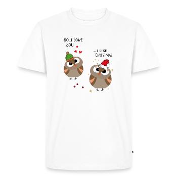 Hiboux de Noël - T-shirt Premium bio Homme - blanc - Devant - Nico (187cm)