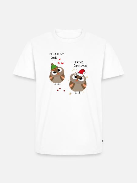 Christmas Eulen - Männer Premium Bio T-Shirt - Weiß