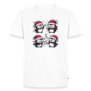 Adorable pingouin père Noël chapeau bataille de boules de neige d’hiver - T-shirt Premium bio Homme - blanc - Devant - Nico (187cm)