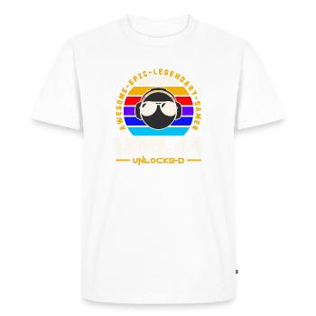 Level 44 - Men's Premium Organic T-Shirt - white - Front - Nico (187cm)