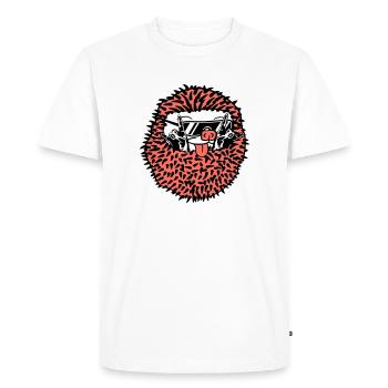 Roulé mignon hérisson montre des mains cool en métal lourd - T-shirt Premium bio Homme - blanc - Devant - Nico (187cm)