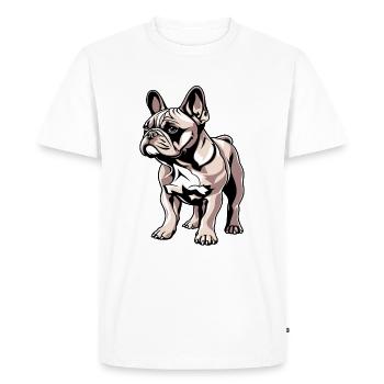 Bouledogue français chien mignon avec des pattes - T-shirt Premium bio Homme - blanc - Devant - Nico (187cm)