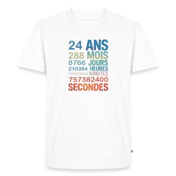 24 ans de souvenirs – une vie en secondes - Men's Premium Organic T-Shirt - white - Front - Nico (187cm)