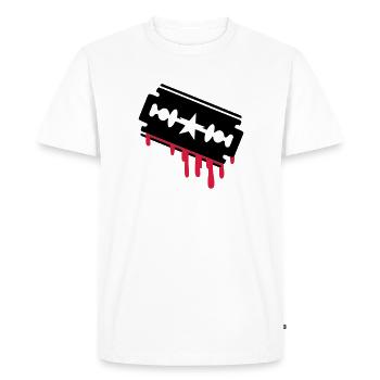 Razor blade, shave - Men's Premium Organic T-Shirt - white - Front - Nico (187cm)