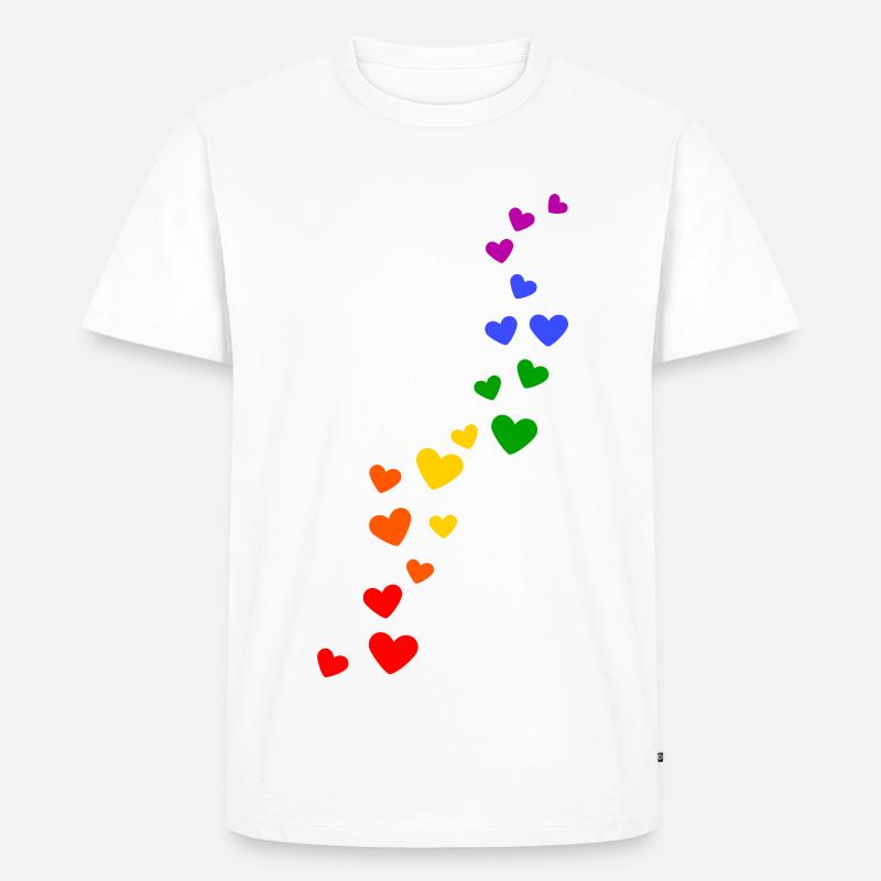 Regenbogen Herzen pride - Männer Premium Bio T-Shirt - Weiß