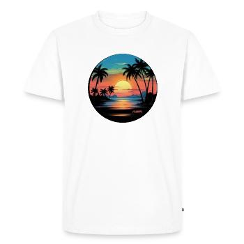 Florida Beach Plage Palmiers Soleil - T-shirt Premium bio Homme - blanc - Devant - Nico (187cm)