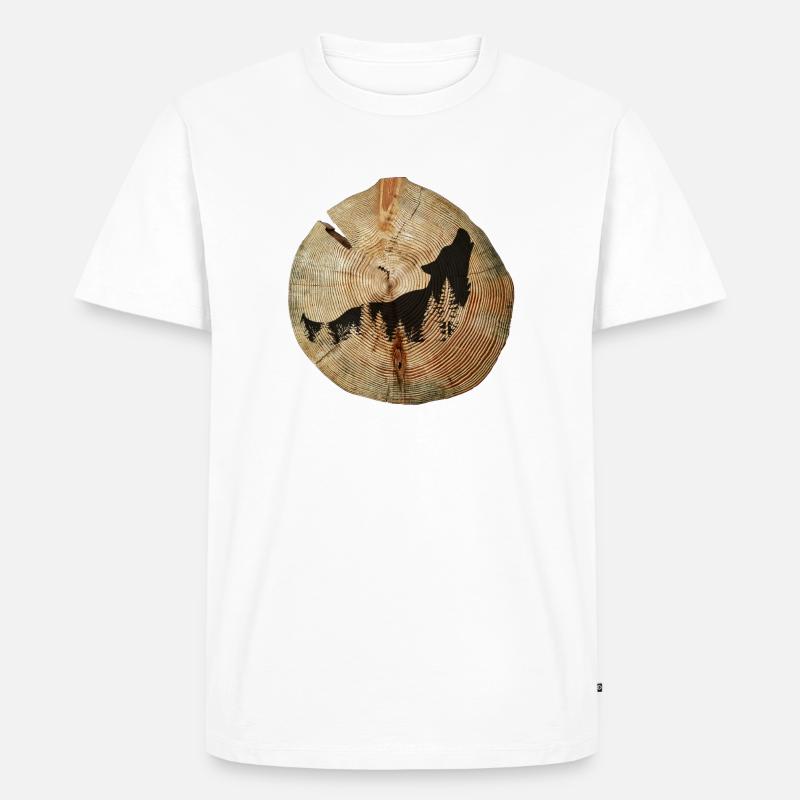 Baumscheibe Wolf - Männer Premium Bio T-Shirt - Weiß