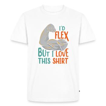 Je flex drôle gym bodybuilder haltérophile - T-shirt Premium bio Homme - blanc - Devant - Nico (187cm)