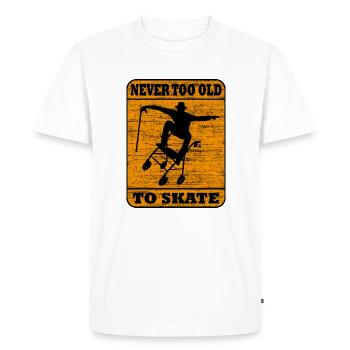 Jamais trop vieux pour patiner, planche à roulettes, patineur - T-shirt Premium bio Homme - blanc - Devant - Nico (187cm)