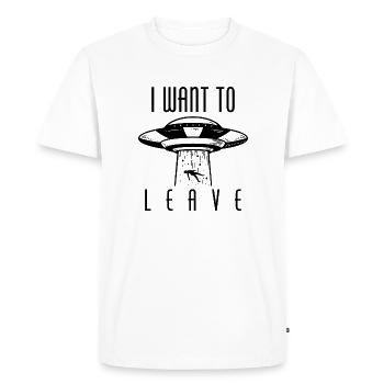 Je veux partir - T-shirt Premium bio Homme - blanc - Devant - Nico (187cm)