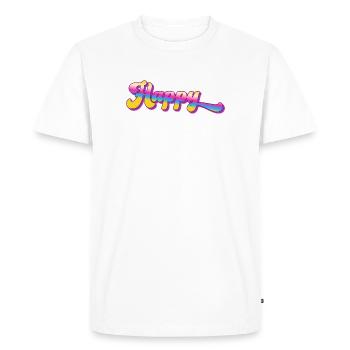 Happy - Cool colorful statement design - Men's Premium Organic T-Shirt - white - Front - Nico (187cm)