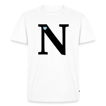 Lettre N Lettre initiale - T-shirt Premium bio Homme - blanc - Devant - Nico (187cm)