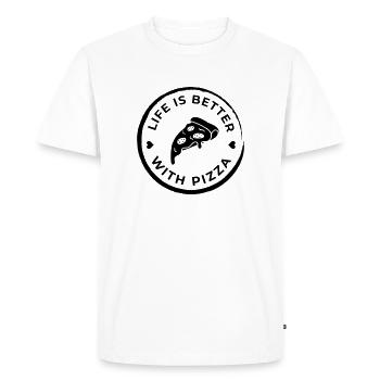 life is better pizza - Men's Premium Organic T-Shirt - white - Front - Nico (187cm)