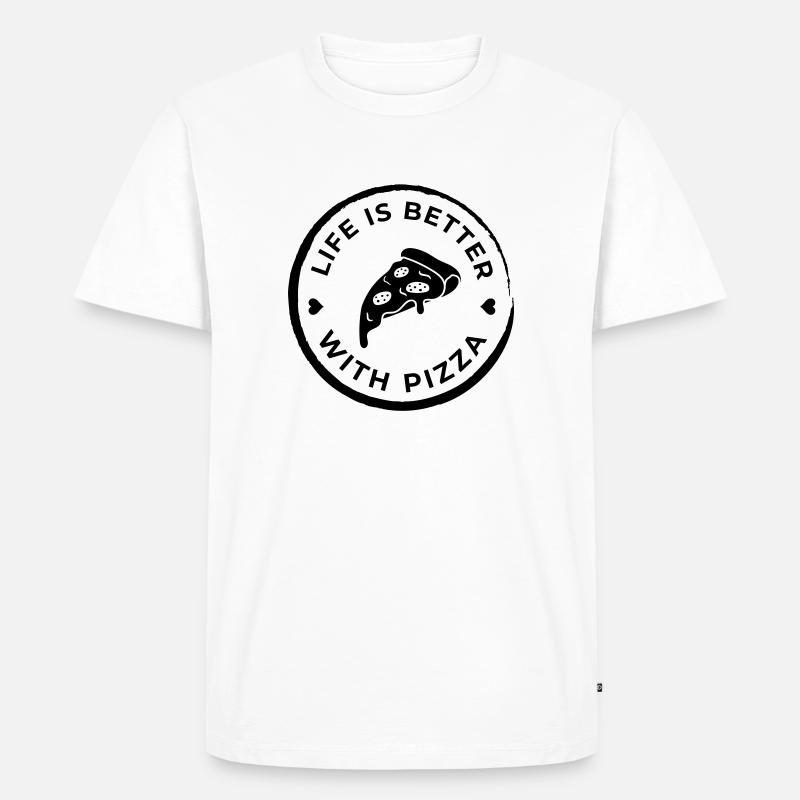 life is better pizza - Männer Premium Bio T-Shirt - Weiß