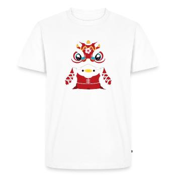 Chinese New Year - Lion Dance Duck - Men's Premium Organic T-Shirt - white - Front - Nico (187cm)