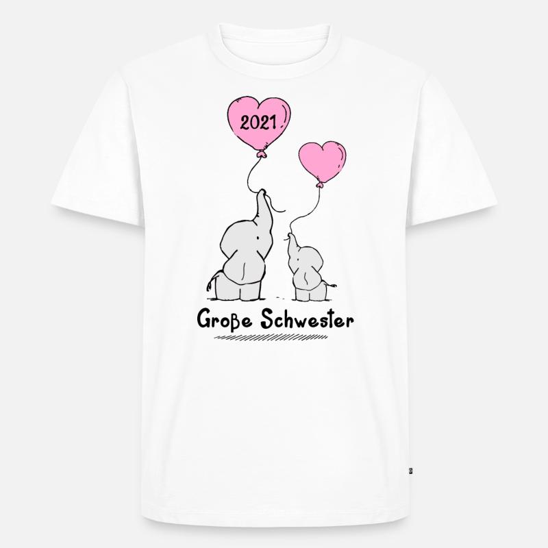 Große Schwester 2021 Elefanten - Männer Premium Bio T-Shirt - Weiß