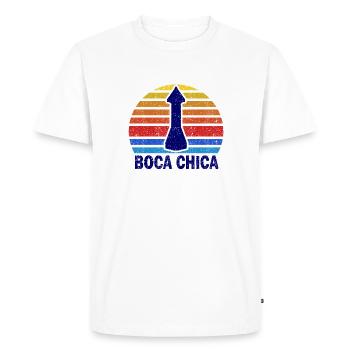Boca Chica T-shirt Vaisseau spatial SpaceX Spaceport - T-shirt Premium bio Homme - blanc - Devant - Nico (187cm)
