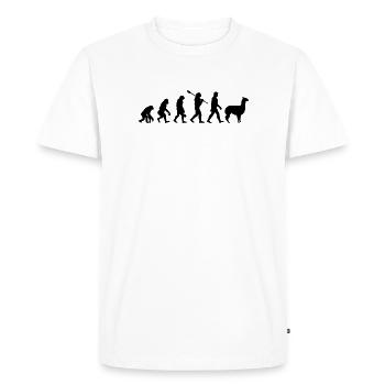Evolution Alpaca funny gift idea South America - Men's Premium Organic T-Shirt - white - Front - Nico (187cm)
