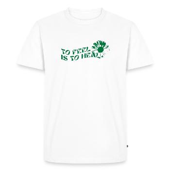 To Heal Is To Feel | Saying waves green flower - Men's Premium Organic T-Shirt - white - Front - Nico (187cm)