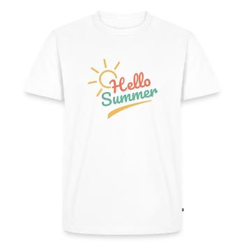 Hello summer été plage vacances cadeau - T-shirt Premium bio Homme - blanc - Devant - Nico (187cm)