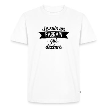 Parrain qui déchire - T-shirt Premium bio Homme - blanc - Devant - Nico (187cm)