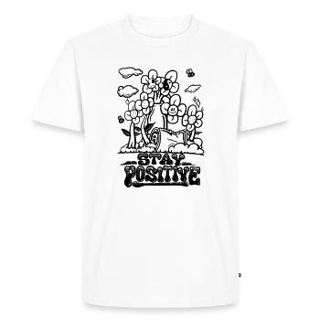 Restez positif - T-shirt Premium bio Homme - blanc - Devant - Nico (187cm)