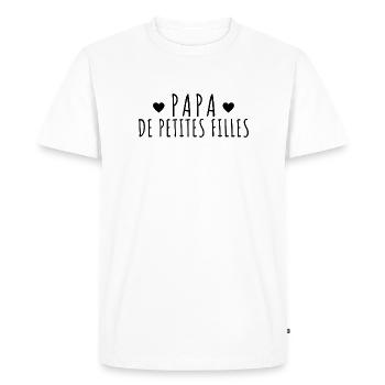 Papa de petites filles. coeur - T-shirt Premium bio Homme - blanc - Devant - Nico (187cm)