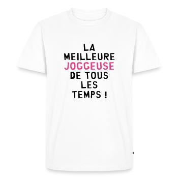 Joggeur / Joggeuse / Jogging / Running / Course - T-shirt Premium bio Homme - blanc - Devant - Nico (187cm)