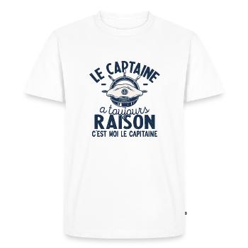 Le Capitaine A Toujours Raison C'est Moi Captain - T-shirt Premium bio Homme - blanc - Devant - Nico (187cm)