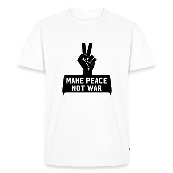 Make Peace Not War Hand with Peace Sign - Men's Premium Organic T-Shirt - white - Front - Nico (187cm)
