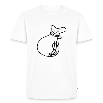 Sac d’argent de symbole de dollar - T-shirt Premium bio Homme - blanc - Devant - Nico (187cm)