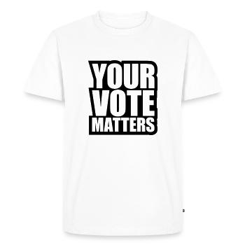 your vote matters quote - Men's Premium Organic T-Shirt - white - Front - Nico (187cm)