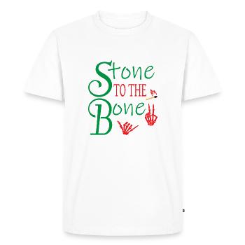 Stone to the bone Pierre à l'os grande notion âme - T-shirt Premium bio Homme - blanc - Devant - Nico (187cm)