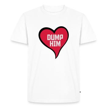 Dump Him Quote Logo - T-shirt Premium bio Homme - blanc - Devant - Nico (187cm)